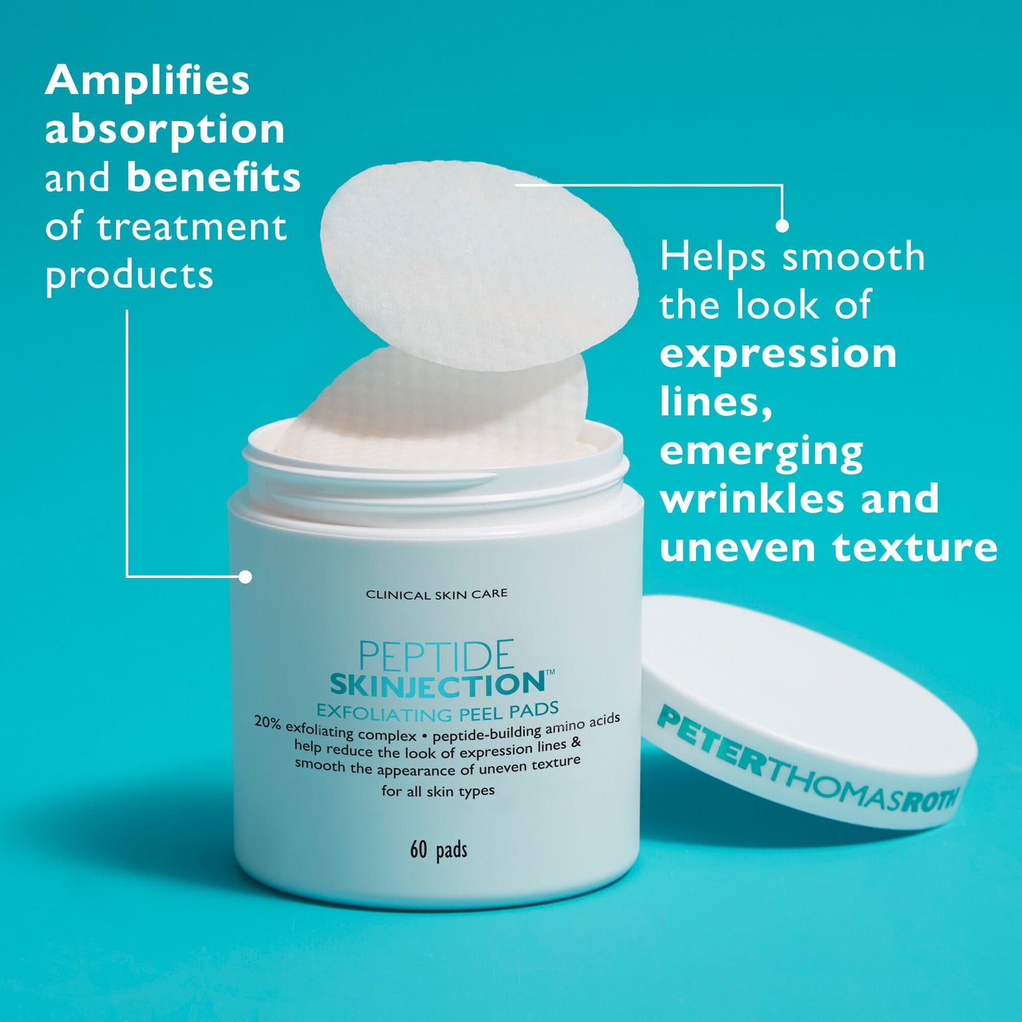 Peptide Skinjection Exfoliating Peel Pads|60 Pads